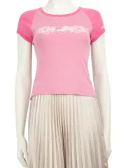 Pink Heart Print Baseball T-Shirt