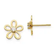 Madi K Kid's Post Earrings 14k Cubic Zirconia Flower Design, 11 mm