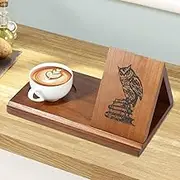 Owl Triangle Book Holder with Cup Holder Wood Triangle Book Stand Book Rest Stand Multifunctional Book Rest Holder Wood Short Mini Book Rest Bookshelf for Home Reader Book Lover 11.8×7×6 in