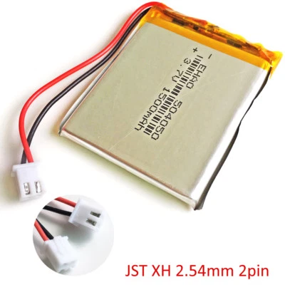 3.7V 1500mAh Lipo Rechargeable Battery + JST 2pin 2.54mm Plug For GPS DVD 504050