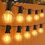 GPATIO 150FT Garden Lights Mains Powered, 75+2 Pcs Warm White Plastic Light Bulbs Festoon Lights, G40 Outdoor String Lights Waterproof for Party, Wedding, Holiday Decoration etc.