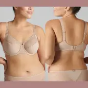 NWT $115 Simone Perele [ 34F ] Delice Embroidered Underwire Bra Sand Nude #6206