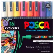 NEW! Uni POSCA 16pk 2.5mm Bullet Tip Opaque Paint Markers Pens Art Craft Drawing