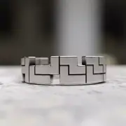Geometric Puzzle Ring 925 Sterling Silver | Handcrafted Interlocking Band