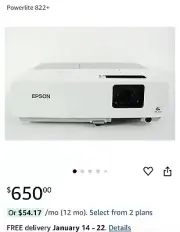 Epson Portable PowerLite 822+ 3LCD Projector Digital Multimedia 1080i HDMI Video