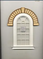 Window: GEORGIAN 6 PANE ROUND TOP WINDOW w/ Brick Detail 1/12 scale B21B