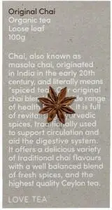 LOVE TEA Organic Original Chai Tea Loose Leaf 100g