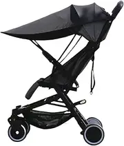 Stroller Shade Extender, Sun Protection Cover, Waterproof Anti-Fly Shield, Adjustable Canopy Attachment, Portable Baby Accessory Black for Travel, Park, Picnic, Shopping Polyester