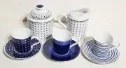 Rare Lauren Ralph Lauren 9 Piece Blue & White Porcelain Espresso Set ☆ New