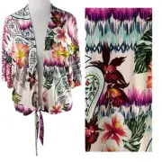 CHICO'S New Ikat Encounter KIMONO JACKET Top 3 XL 16 Tropical Colorful Floral