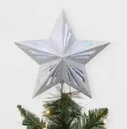 Silver Glitter Rotating Star Lit LED Light Up Projection Christmas Tree Topper