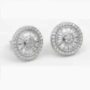 Men's Sterling Silver 925 Cubic zirconia 10mm Round Studs*Earring Unisex Box