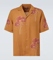 [Frescobol Carioca] Frescobol Carioca Roberto floral linen bowling shirt UK 16 brown