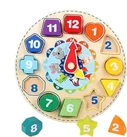 Wooden Sorting Clock | Color Matching Puzzle - Learning Toy for Fine Motor Skills, Early Educational Activity for Boys Girls Ages 3+