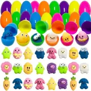 JoFAN 24 Pack Plastic Prefilled Easter Eggs with Easter Mochi Squishy Toys In...