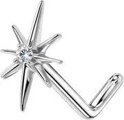[ALACLO] 14K White Gold L Shape Nose Studs, 20G 6mm Nose Ring Stud for Women, Nostril Piercing Jewelry