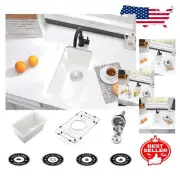 Durable White Quartz Composite 12x16 Inch Undermount Prep Sink with Noise Guard