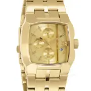 DIESEL Cliffhanger Mens Square Chronograph Watch, Gold Dial Stainless Steel Band