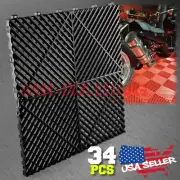 34pcs 16"x16" Black Garage Floor Mat Perforated Flooring Tile Shop Interlocking