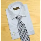 Extrema By Zanetti Italy Men's White / Sky Blue Micro Windowpanes Dress Shirt