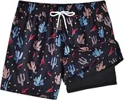 [CKIVTNO] Mens 5.5 inch Printed Short Swim Trunks Compression Liner Quick Dry Swimwear Bathing Suits Boardshorts Beach Wear
