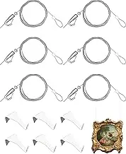 Picture Hanging Kit – Picture Rail Hooks with 6 of Each White Rail Hooks, 72 Inch Invisible Loop Cord, 6 Adjustable Hooks – Stainless Steel Picture Molding Hangers Nylon and Steel Cable