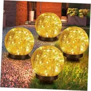 Solar Garden Lights - Two Lighting Modes 4.7’’ Cracked Glass 4 Pack Warm White