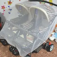 在飛比找PChome24h購物優惠-加密超大雙胞胎嬰兒手推車全罩式蚊帳