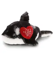 DolliBu I LOVE YOU Wild Killer Whale Small Plush Animal with Heart - 11.5 Inch