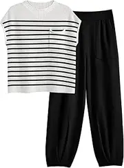 [LILLUSORY] 2 Piece Knit Sets For Women Trendy Sweatsuit Sets