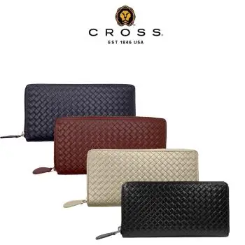 CROSS 限量1折 頂級小牛皮海倫系列編織紋拉鍊長夾 全新專櫃展示品 (附禮盒包裝 品牌提袋)-DM