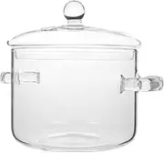 Glass Saucepan with Cover,Stovetop Cooking Pot with Lid and Handle Simmer Pot Clear Soup Pot High Borosilicate 1600ML