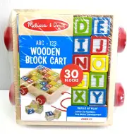 Melissa & Doug Classic ABC 123 Alphabet Wooden Block Cart 30 Wood Blocks