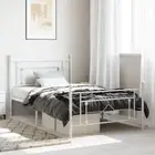 Metal Bed Frame with Headboard and Footboard White King Single