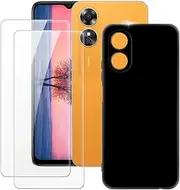 MILEGAO Oppo A17 Case + 2PCS Screen Protector Tempered Glass, Ultra Thin Bumper Shockproof Soft TPU Silicone Cover for Oppo A17K (6.56”)