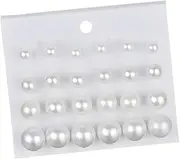 [QLKILYR] Pearl Stud Earrings, 12 Pairs Hypoallergenic Composite White Pearl Earrings Stud for Women, Round Ball Earrings Set Birthday Bridal Wedding Christmas Jewelry, Stainless Steel, No Gemstone