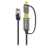 mbeat Tough Link 3m USB & USB-C to RJ45 Ethernet Cable - Space Grey