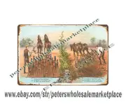 1888 A.W. Stevens Sons Auburn, NY spring tooth harrow farmer metal tin sign