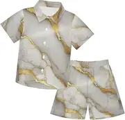 [Caihoyu] Toddler Baby Boy Short Sleeve Button Down Shirt Top Shorts Set Toddler Boy Clothes Summer Clothes Set