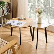Newmetal End Tables, Round Coffee Tables Set of 2, Modern Side Table with Metal Frame and MDF Board, Side Table, Furniture for Home， Furniture for Living Room (Brown)