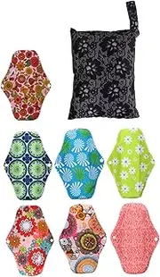 Minkissy Bamboo Charcoal Sanitary Napkins 8pcs Reusable Pads Maternity Pads Washable Sanitary Napkins Soft and Comfortable
