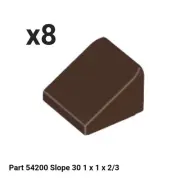 NEW LEGO Parts (x8) DARK BROWN 54200 Slope 30 1x1x2/3 Cheese Wedge