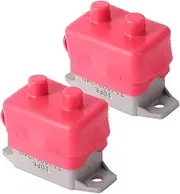 BELLIFFY 2pcs 40a 12v/24v Auto Reset Circuit Breaker Red Cover Stud Bolt Type for Vehicle Boat