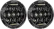 TDR 2pcs 7" 75W LCD Round Headlight for Davidson Softail, Road Star Cruiser High-Low Beam with DRL Function, Plug and Play Installation