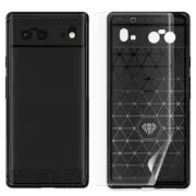 Soft Hydrogel Screen Protector Carbon Fiber Silicone Case f Google Pixel 6 Phone