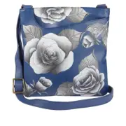 Anuschka Hand-Painted Leather Crossbody Bag Romantic Roses