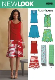 New Look Sewing Pattern 6108 N6108 Misses' Top, Skirt and Scarf