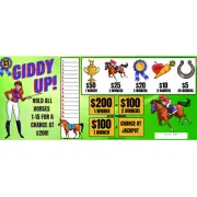GIDDY UP 1 POINT/125P 700 PULL TABS HARD CARD TICKETS HORSE RACE PARTY BAR GAME