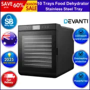 Devanti Food Dehydrators Stainless Steel Jerky Dehydrator Fruit Dryer 10 Trays