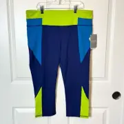 NWT Athleta High Rise Luma Chaturanga Capri XL Leggings Colorblock Navy Green